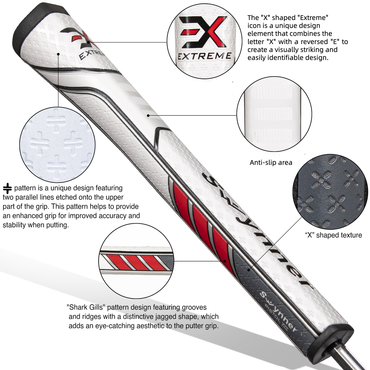 Swynner Extreme Pistol-Style Midsize 2.0 Golf Putter Grip Anti-slip Design