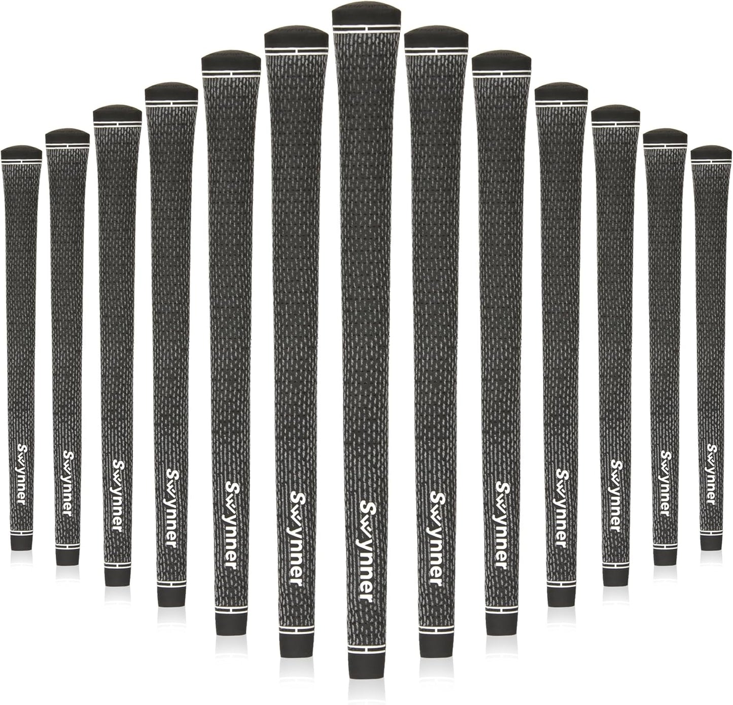 Swynner Classic Velvet Cord Swing Golf Grips - Set of 13 Standard Golf Club Grips - Black Velvet Cord - 60R Core Size - 10.75 Inch Length - Compatible with Golf Pride Tour Velvet Clubs