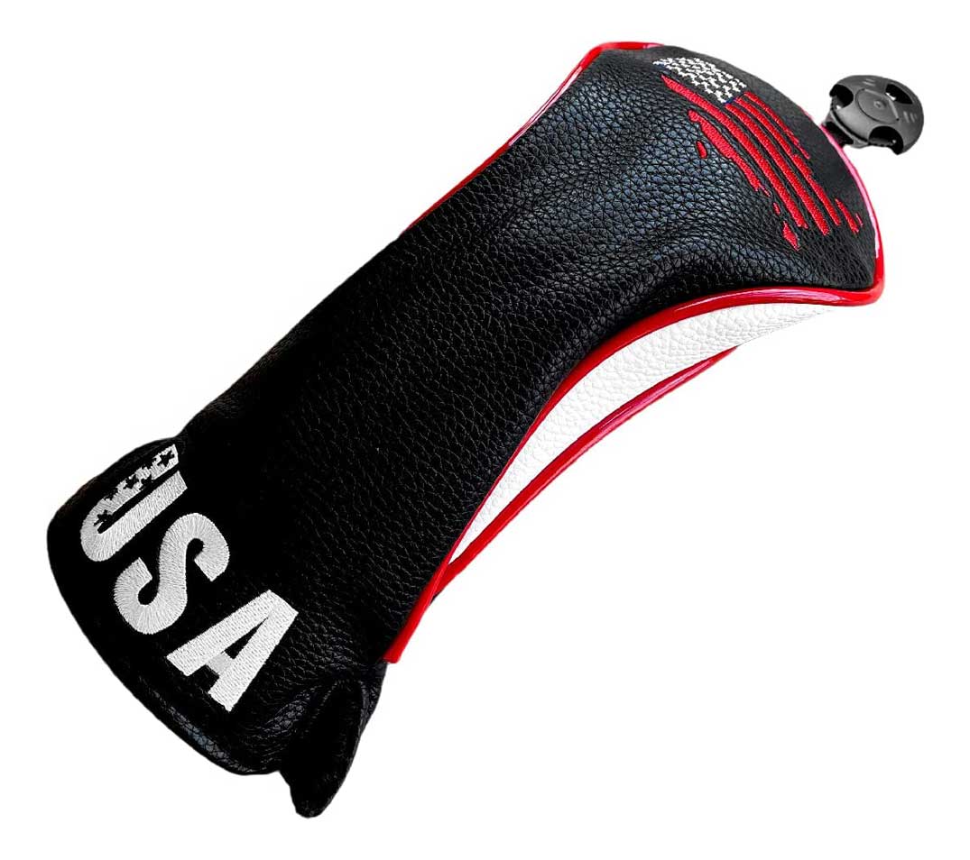 3PC Swynner Design USA Flag Golf Club Head Covers for Driver Fairway Woods Premium Leather